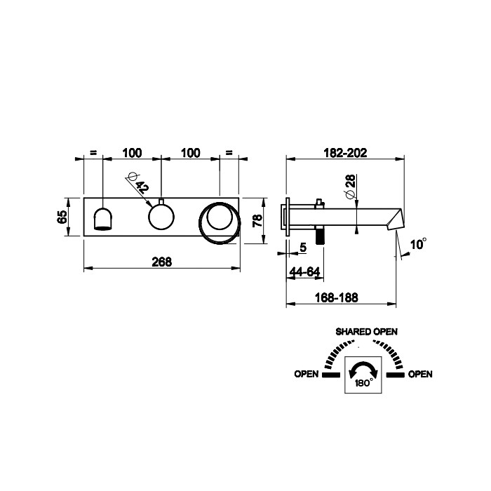 Встраиваемый однорычажный смеситель на 2 выхода с перекл. и изливом, Gessi Anello, хром арт. 63341#031
