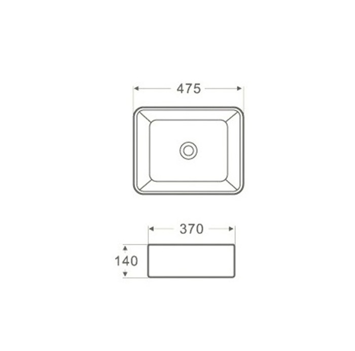 Раковина 475х370х140 накладная, белая, Azario - AZ-2074