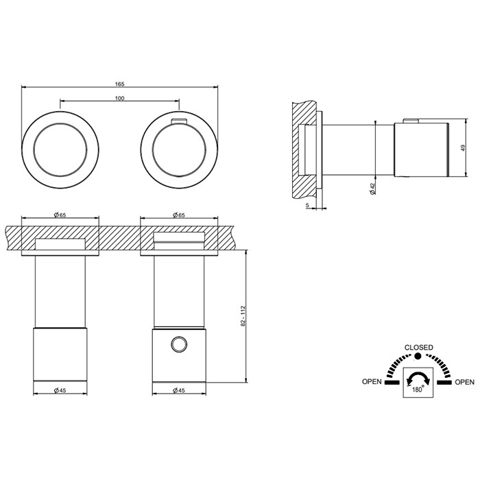 Смеситель для душа, встраиваемый, термостатический, с переключателем на 2 положения, Gessi Habito Unito, хром арт. 70034#031