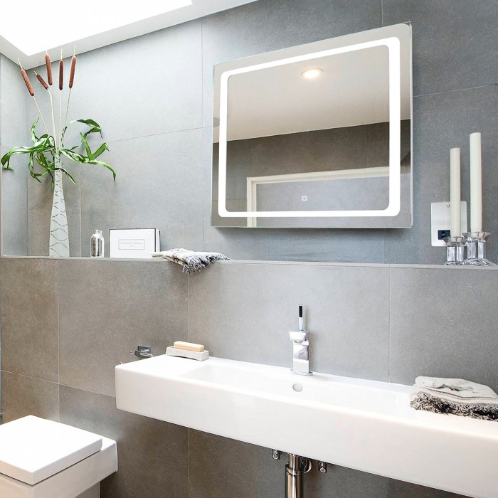 Зеркало 800х600, LED-подсветка с диммером, сенсорный выключатель, Azario Фортуна - ФР-00000947