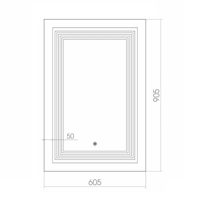 Зеркало Магнум, белый багет, c подсветкой и диммером, сенсорный выключатель, Azario Магнум - ФР-00001364