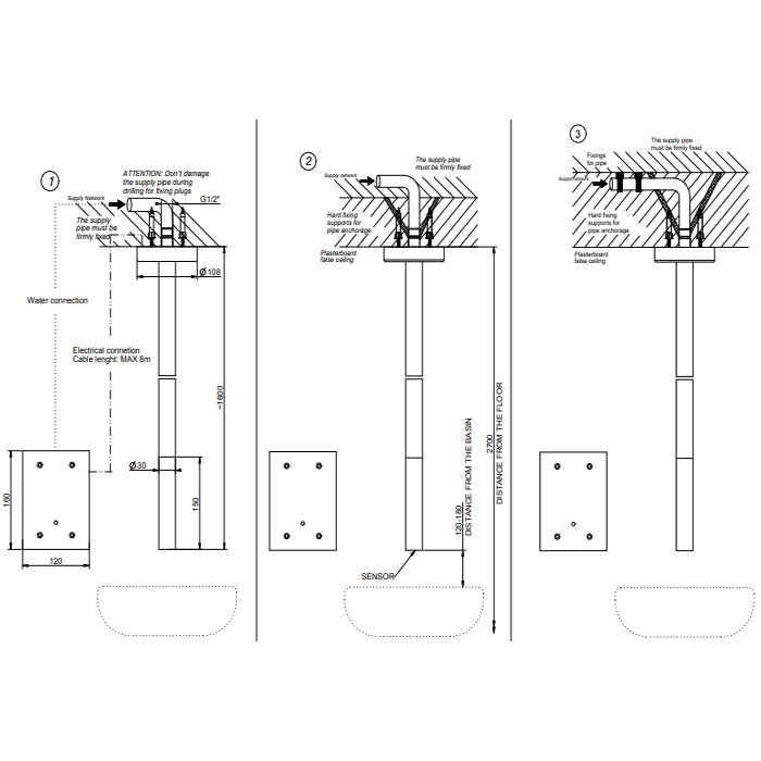 Смеситель для раковины, потолочный, электронный, с кран-фильтром для регулировки температуры и напора воды, Gessi Anello, хром арт. 30654#031