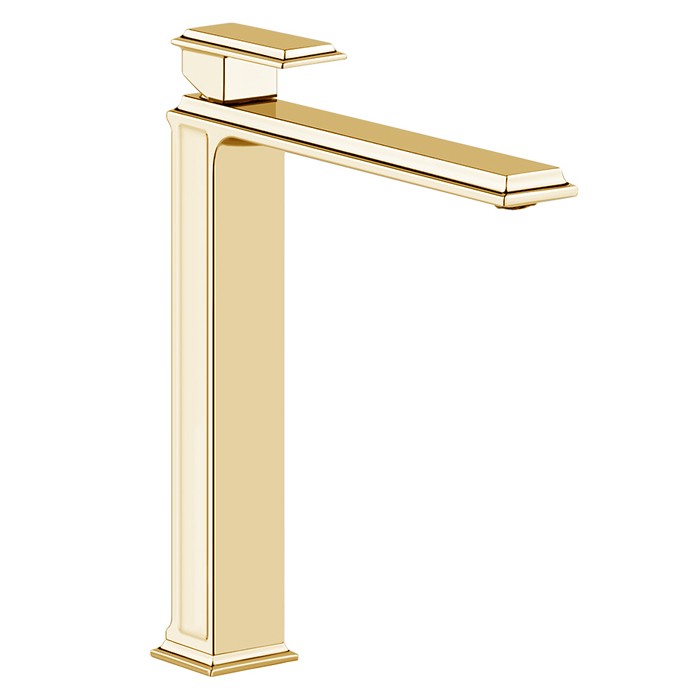 Смеситель для раковины на 1 отверстие, высокий, без донного клапана, Gessi Eleganza, шлифованное золото арт. 46004#087
