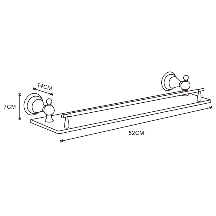 Полка стеклянная 52 см, золото, Azario Elvia - AZ-91103G