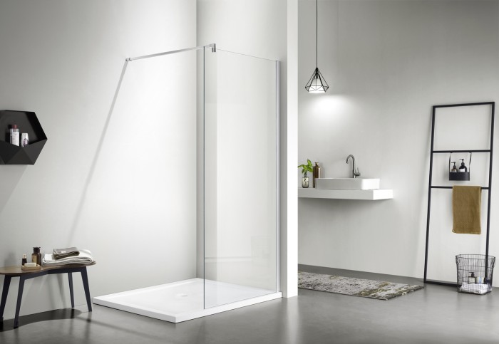 Душевая перегородка Walk-in 1400x1950 прозрачное стекло 8 мм, цвет профиля серебро  Chicago, Azario арт. AZ-NAR6310 1400