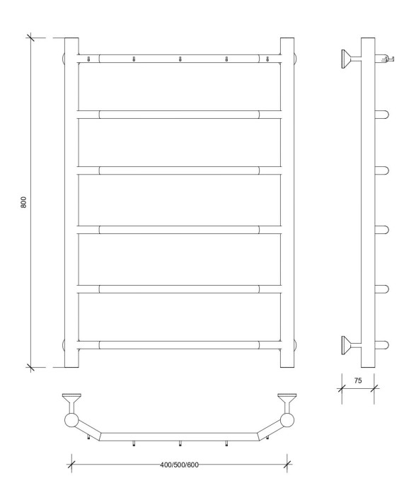 Полотенцесушитель водяной 80x60 Агата 1 К (хром) Secado арт. 4603777444013