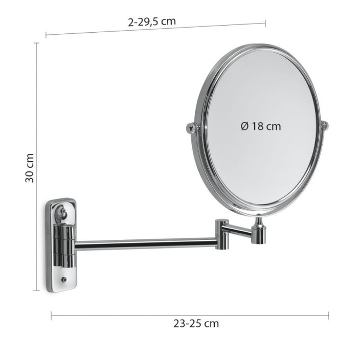 Настенное круглое поворотное косметическое зеркало (3x) со складным механизмом Gaia Gedy, CO2024(13) цвет: хром