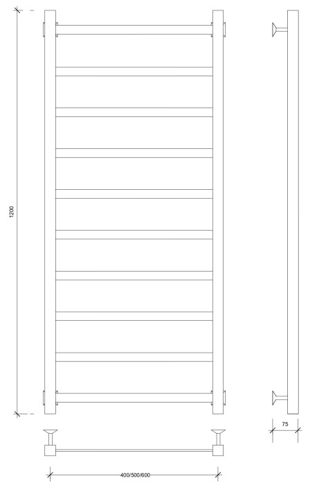 Полотенцесушитель водяной 120x40 Корсико 1 (хром) Secado арт. 4603777474478