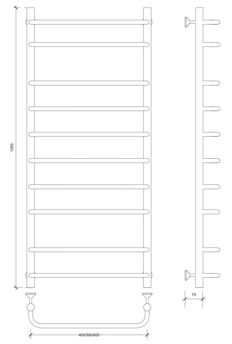 Полотенцесушитель водяной 120x60 Мерида 2 (хром) Secado арт. 4603777445577