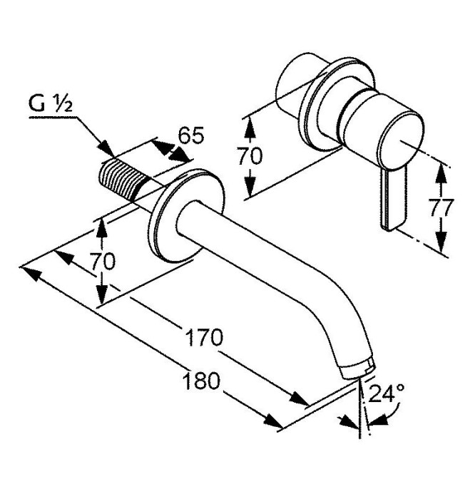 Однорычажный смеситель для раковины, внешняя монтажная часть, излив 170 мм, zenta Kludi, хром - 382440575