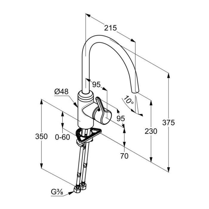 Смеситель для кухни, поворотный излив, bingo star Kludi, нержавеющая сталь - 428039678