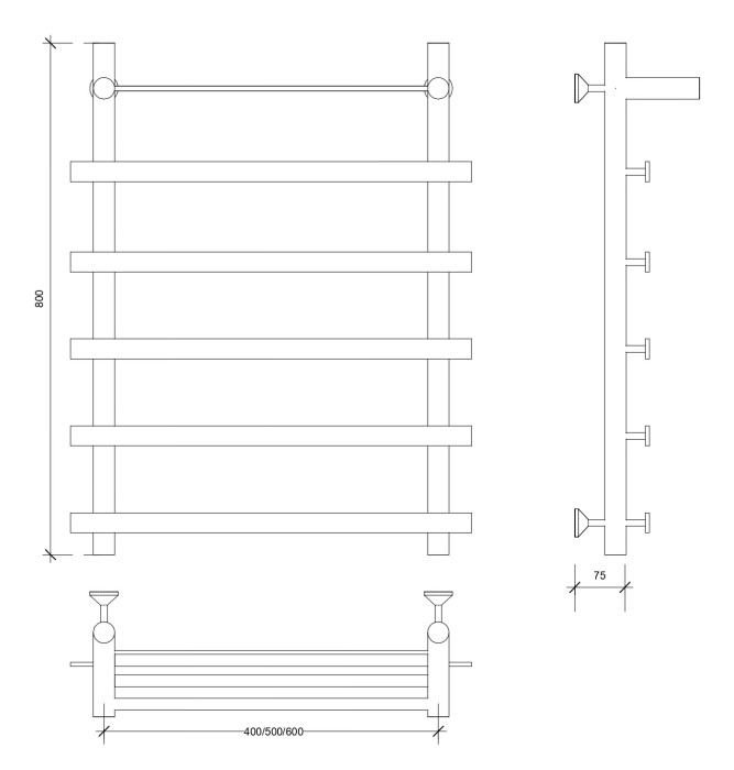 Полотенцесушитель водяной 80x50x60 Понтида 1 СП (хром) Secado арт. 4603759403403