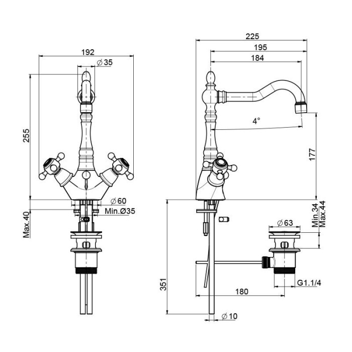 Fima Carlo Frattini Смеситель на раковину с вращающимся изливом, Elizabeth, F5091CR цвет: хром
