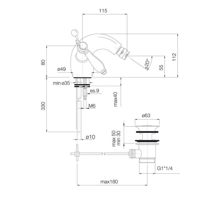 Fima Carlo Frattini Смеситель для биде на 1 отверстие, Herend, F5432CR цвет: хром