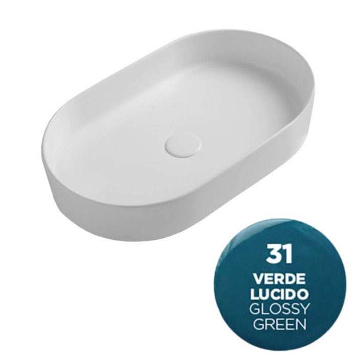 Накладная раковина, 60x36xh12 см, Olympia ceramica Smash, зеленый глянцевый арт. SMA42SO6031
