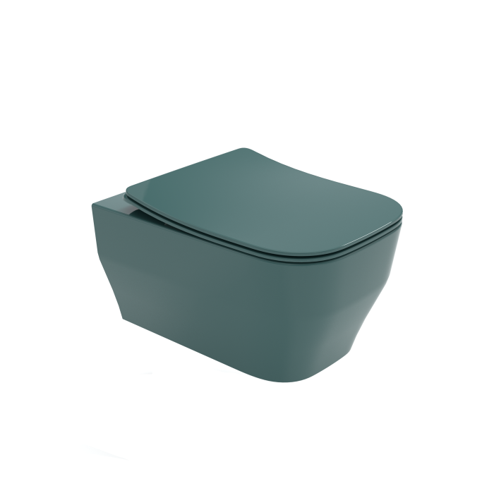 Унитаз подвесной, безободковый, с креплениями, Olympia ceramica Synthesis eco, зеленый глянцевый арт. SYN1202R31
