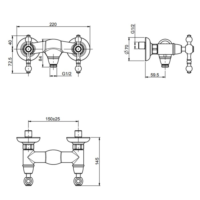 Fima Carlo Frattini Смеситель для душа, настенный, Epoque, F5055/1OR цвет: золото