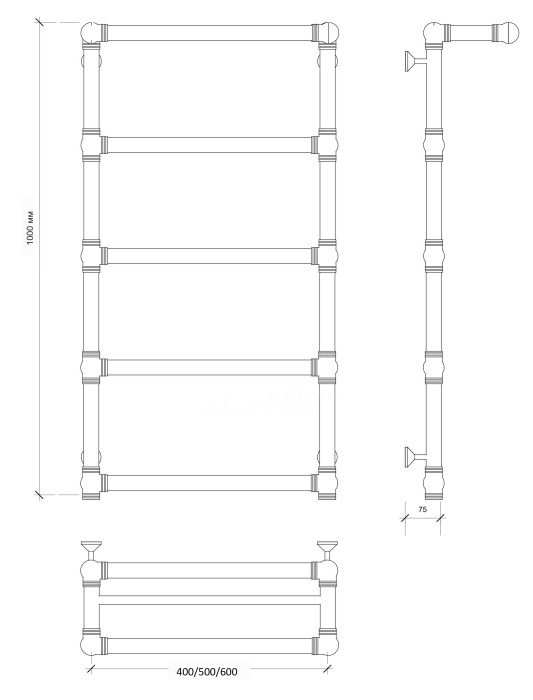 Полотенцесушитель водяной латунный 60x100 Фалерони 2 (бронза) Secado арт. 4603777460839