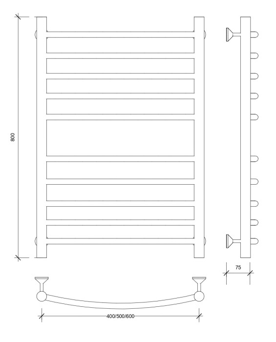 Полотенцесушитель водяной 80x40 Милан 4 (черный) Secado арт. 4673739226858