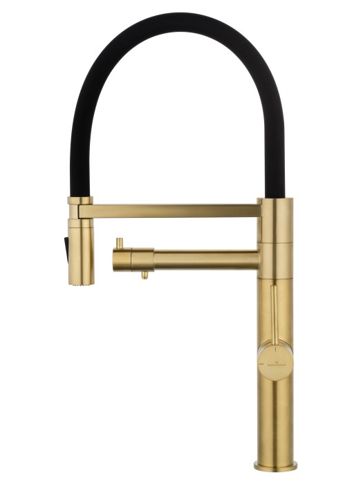 Смеситель для кухни с гибким изливом и подключением фильтра, Wonzon & Woghand, WW-88458007-BG цвет: золото