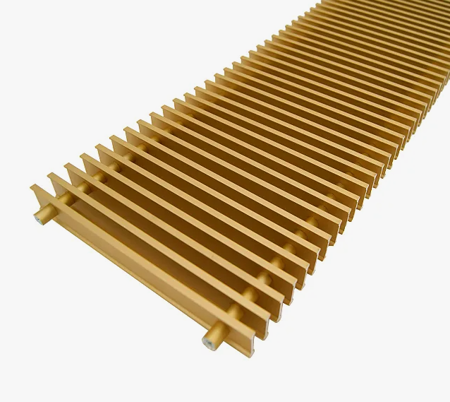 Решетка itermic SGL 1650х280мм, секция 1, с угловым элементом 90 град, цвет Gold арт. GRILL.SGLC-28-1650/Gold (1)90