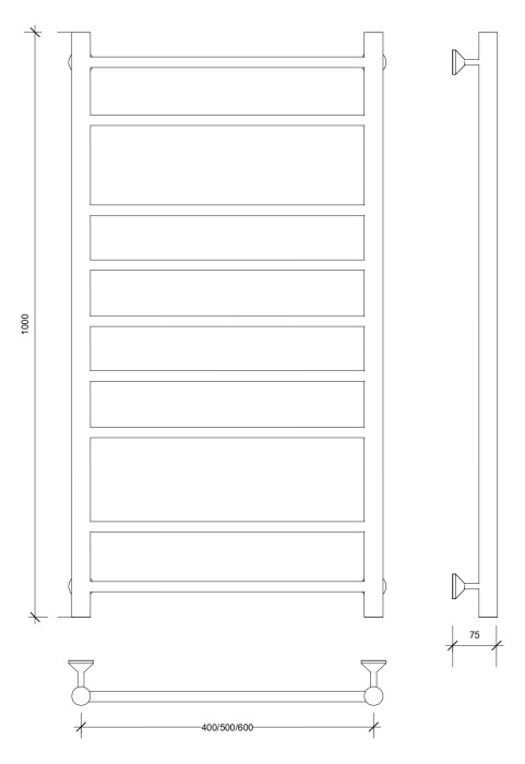 Полотенцесушитель водяной 100x40 Триада 2 (черный) Secado арт. 4673739228982