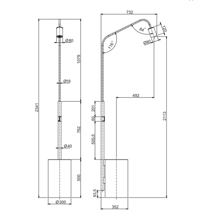 Fima Carlo Frattini Душевая колонна "freestanding" MARMOREA, Outdoor, F5971RNINOX цвет: нержавеющая сталь