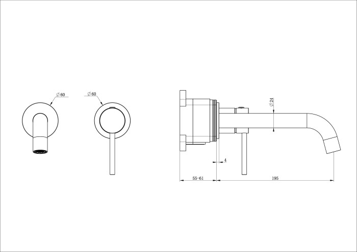 Смеситель для раковины встраиваемый, Wonzon & Woghand Stick, WW-88869017-MB цвет: черный