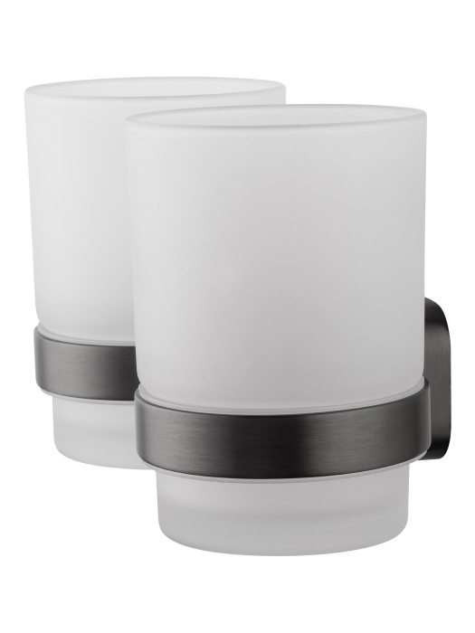 Два стакана для зубных щеток с держателем, Wonzon & Woghand Graffity, WW-9328-GM цвет: графит