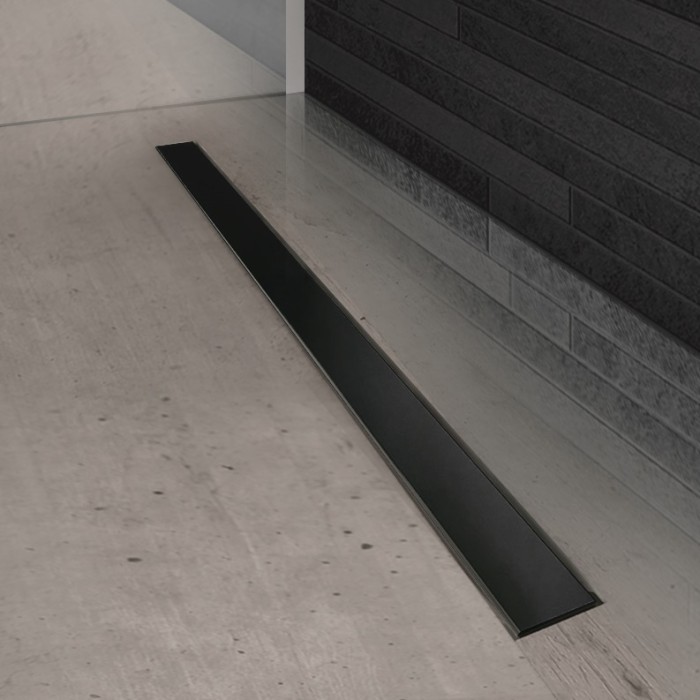 Душевой лоток BERGES напольный С1 Norma 500 нержавеющая сталь, матовый черный, S-сифон D50, арт.095136