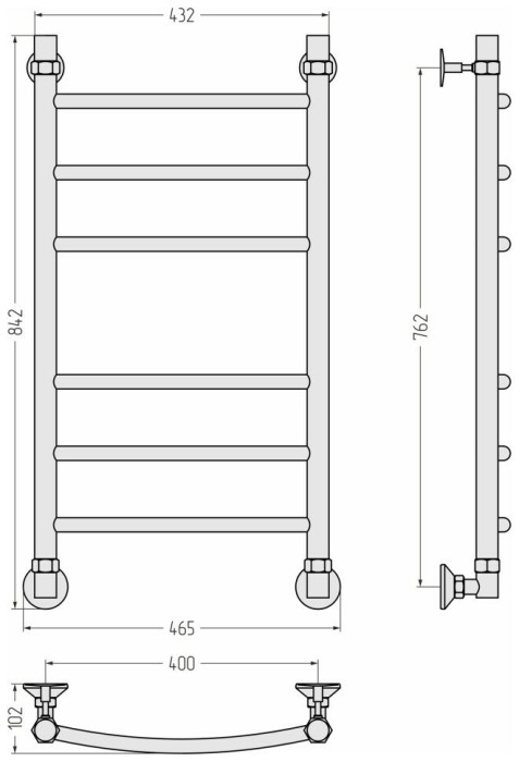 Стилье Водяной полотенцесушитель 800x400, Аксиома-20, 00662-8040 цвет: без покрытия