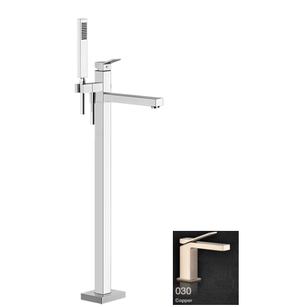 Смеситель для ванны Gessi Rettangolo K напольный, цвет розовое золото pvd арт. 53129030