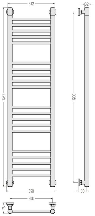 Сунержа Водяной полотенцесушитель 1200x300, Богема+ прямая, 05-0220-1230 цвет: состаренная бронза