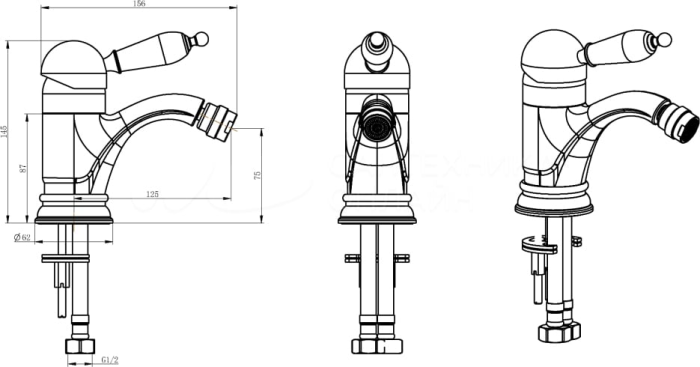 Смеситель для биде, бронза, Medici Boheme 306