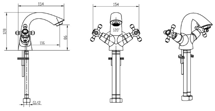 Смеситель для раковины, хром, Сamelia Boheme 271-Camelia