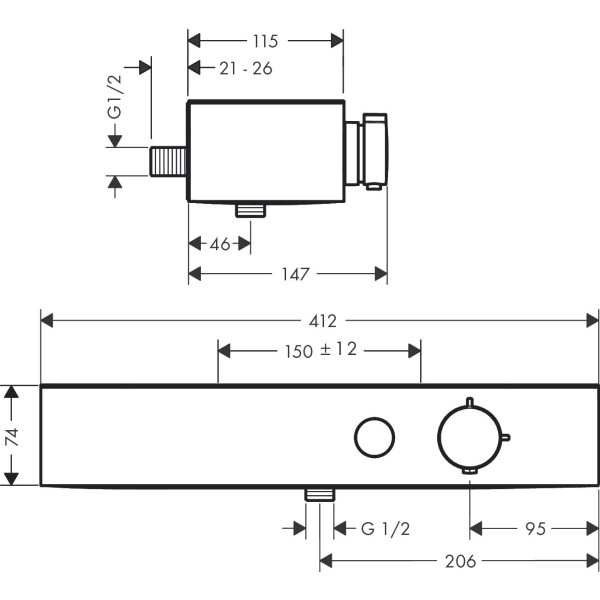 Смеситель для душа с термостатом с полочкой, Hansgrohe ShowerTablet Select, хром арт. 24360000