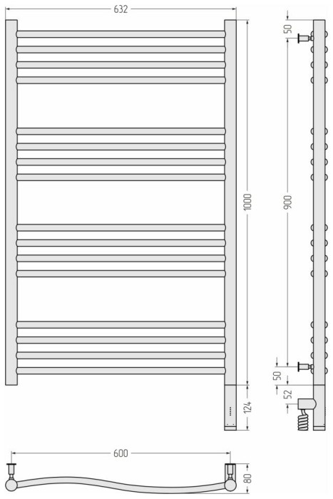 Сунержа Электрический полотенцесушитель 800x500, Флюид 3.0, 12-5821-1060 цвет: белый