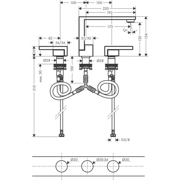 Смеситель для раковины Edge Axor, хром арт. 46050000