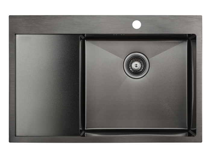 Мойка для кухни нержавеющая 780х510мм Paulmark ATLAN R, вороненая нерж. сталь, правая - PM217851-GMR