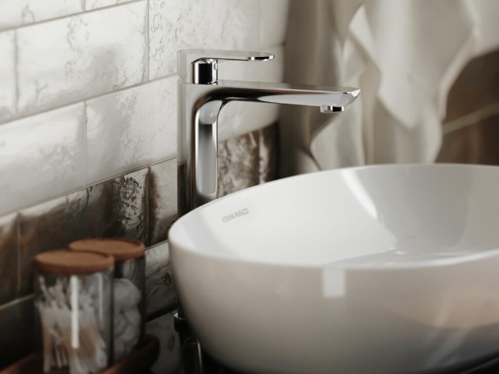 Однорычажный смеситель для раковины высокий, без донного клапана, MUSE Kerama Marazzi, хром - 69315KM.21.018