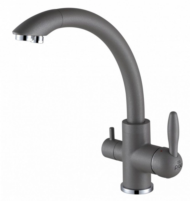 Смеситель для кухни  Paulmark ESSEN, серый металлик, две воды - Es213001-402