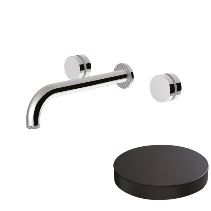 Встраиваемый смеситель на раковину, двухрычажный, излив 20 см, Giulini My ring deluxe, черный матовый арт. MR0123DLEPNO