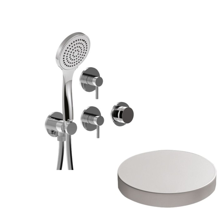 Внешняя часть встраиваемого смесителя для душа на 5 режимов, однорычажный, поворотный переключатель, ручной душ + 4 доп. вывода воды, Giulini My ring, белый матовый арт. MRX5305EPBO