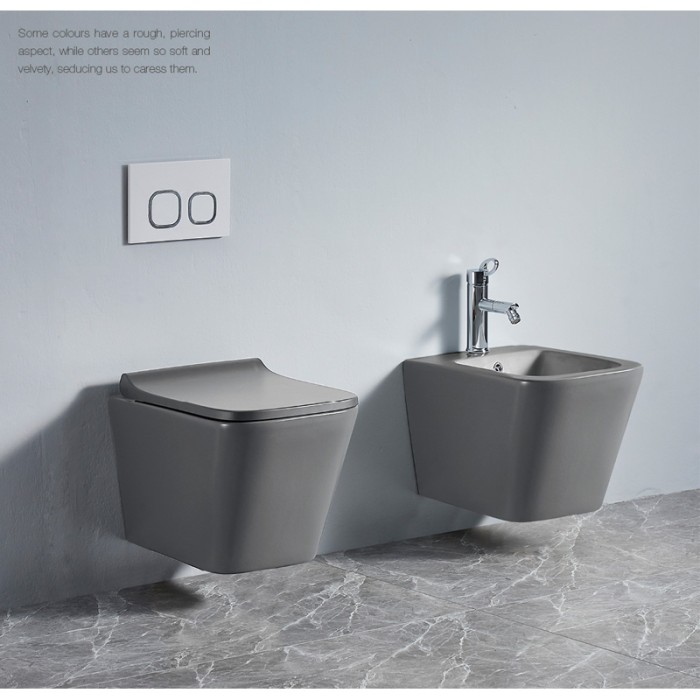 Подвесной унитаз 490x340x350 безободковый, с сидением микролифт, черный матовый, Azario Teramo арт. AZ-052-MB