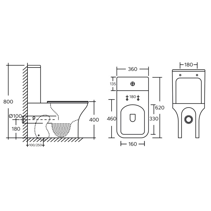 Унитаз-компакт 360х620х800 напольный, безободковый, с быстросъемным сиденьем микролифт, Azario Fresco арт. AZ-8302