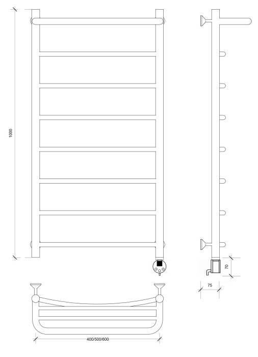 Полотенцесушитель электрический 100x50 Милан 1 СП Secado арт. 4673739237748