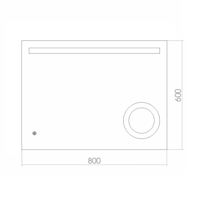 Зеркало 800х600, LED-подсветка с диммером, сенсорный выключатель, Azario Лайт - ФР-00001377