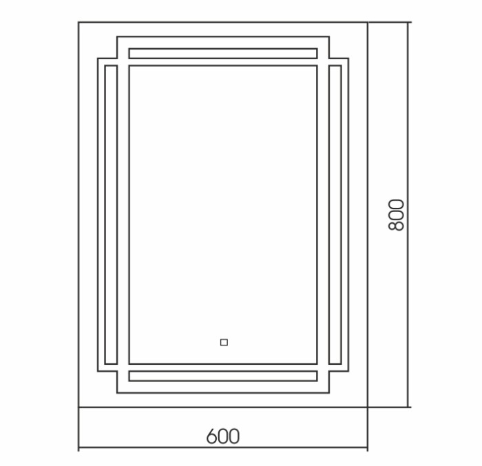 Зеркало Мадрид New 600*800 c подсветкой и диммером, сенсор выкл, Azario Капитан - ФР-00001414