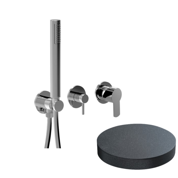 Внешняя часть встраиваемого смесителя для душа на 3 режима, однорычажный, поворотный переключатель, ручной душ + 2 доп. вывода воды, Giulini Surf, графит арт. 58X5302EPGF