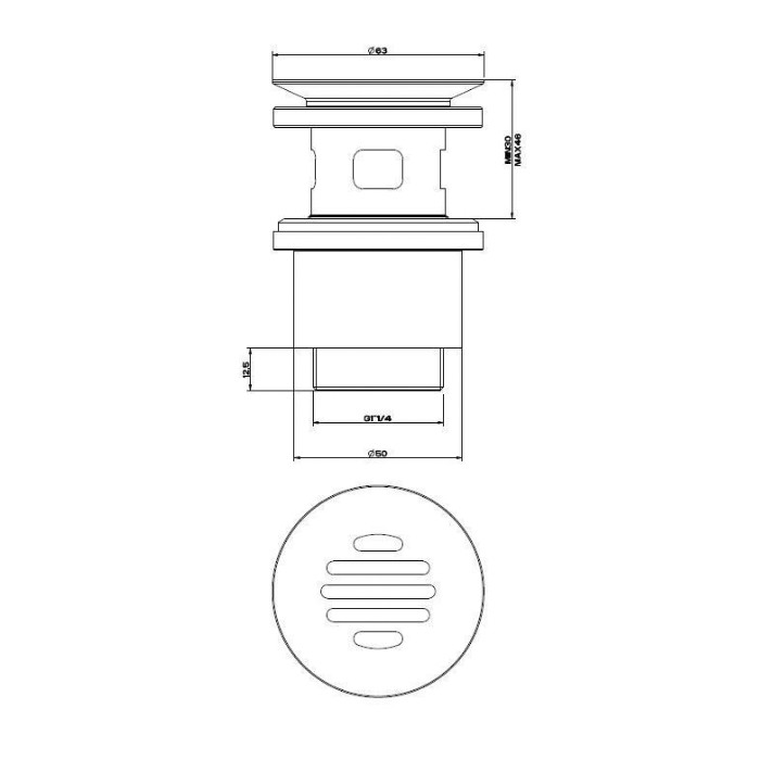 Донный клапан свободного слива, Gessi Rettangolo, 01313#031 цвет: хром